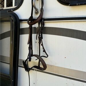 Brown fancy stitch Leather Horse Bridle Headstall Cob